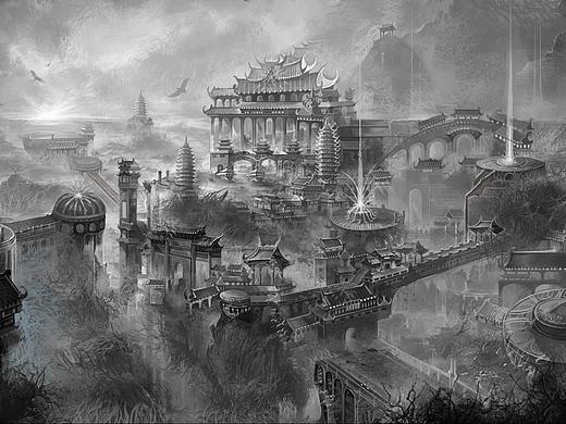 巜山城臺(tái)》黑白與上色（個(gè)人主頁-ZNDUwMDQ0ODA=） - 游戲原畫 - 站酷設(shè)計(jì)師傻創(chuàng)原創(chuàng)素材 - 站酷ZCOOL