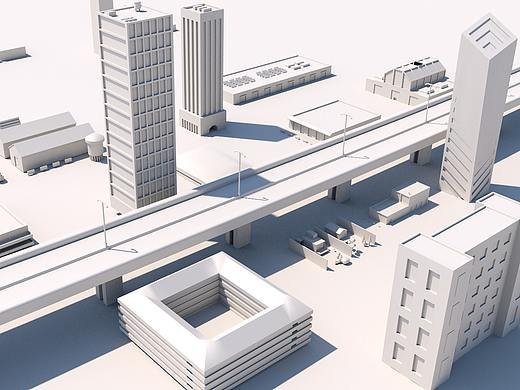 C4D练习白色城市