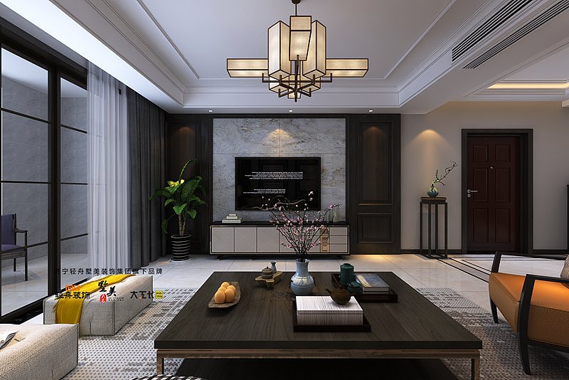 济宁创业公寓g楼东户166平米新中式风格装修效果图