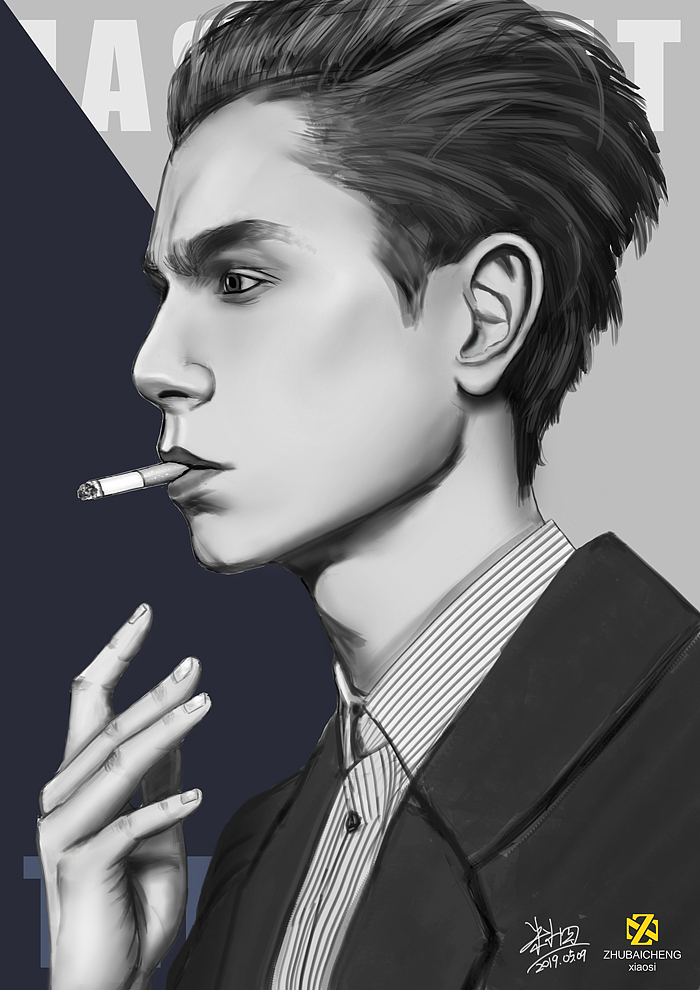 201905月欧美男头+嘴巴鼻子练习