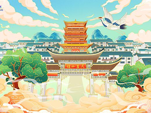 风景插图国潮风