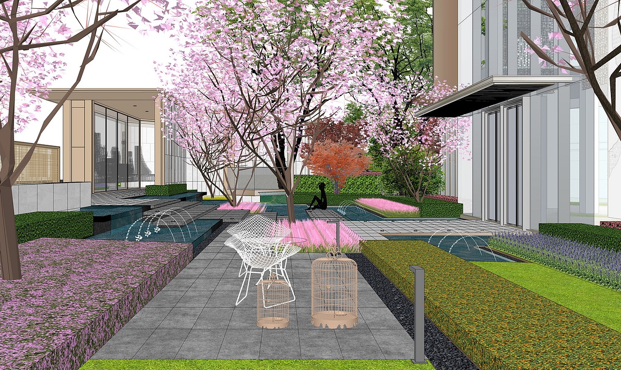 龙湖天境售楼部景观SU模型下载（图ZMjczMzU3NTA0） - 景观设计 - 站酷设计师素模网原创素材 - 站酷ZCOOL