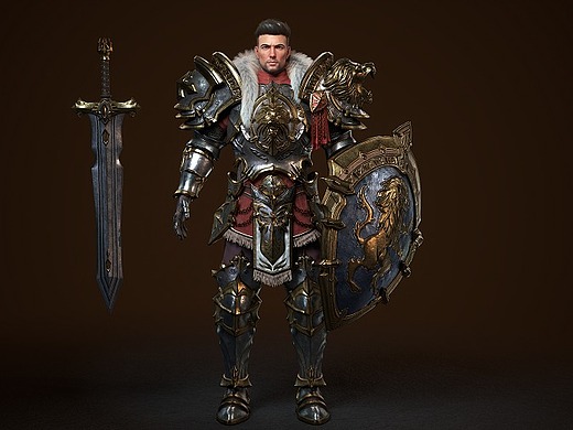 cg幻想风男性角色 盔甲战士 abc线下游戏角色班