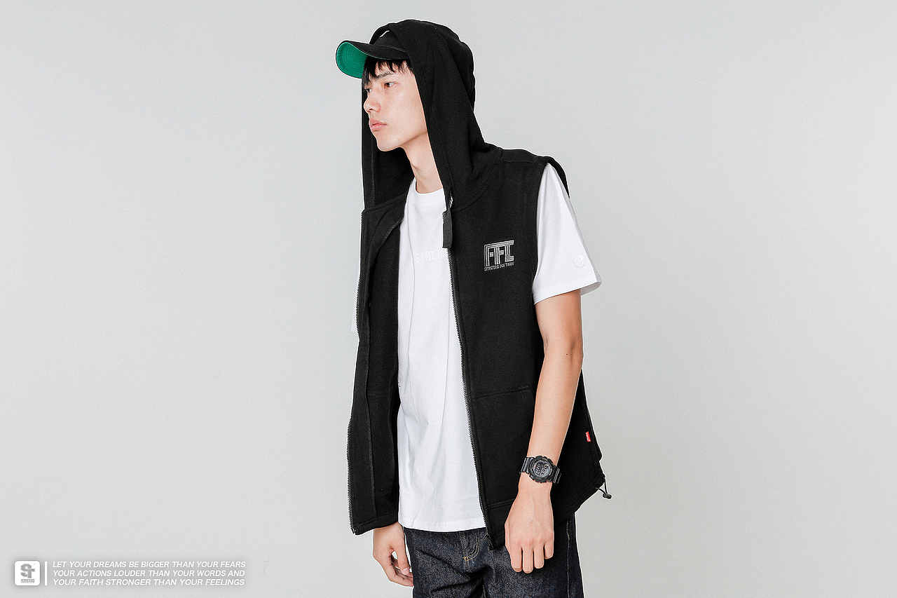 STRETAG思锐泰格FXXKFAKE黑色马甲马夹刺绣外套