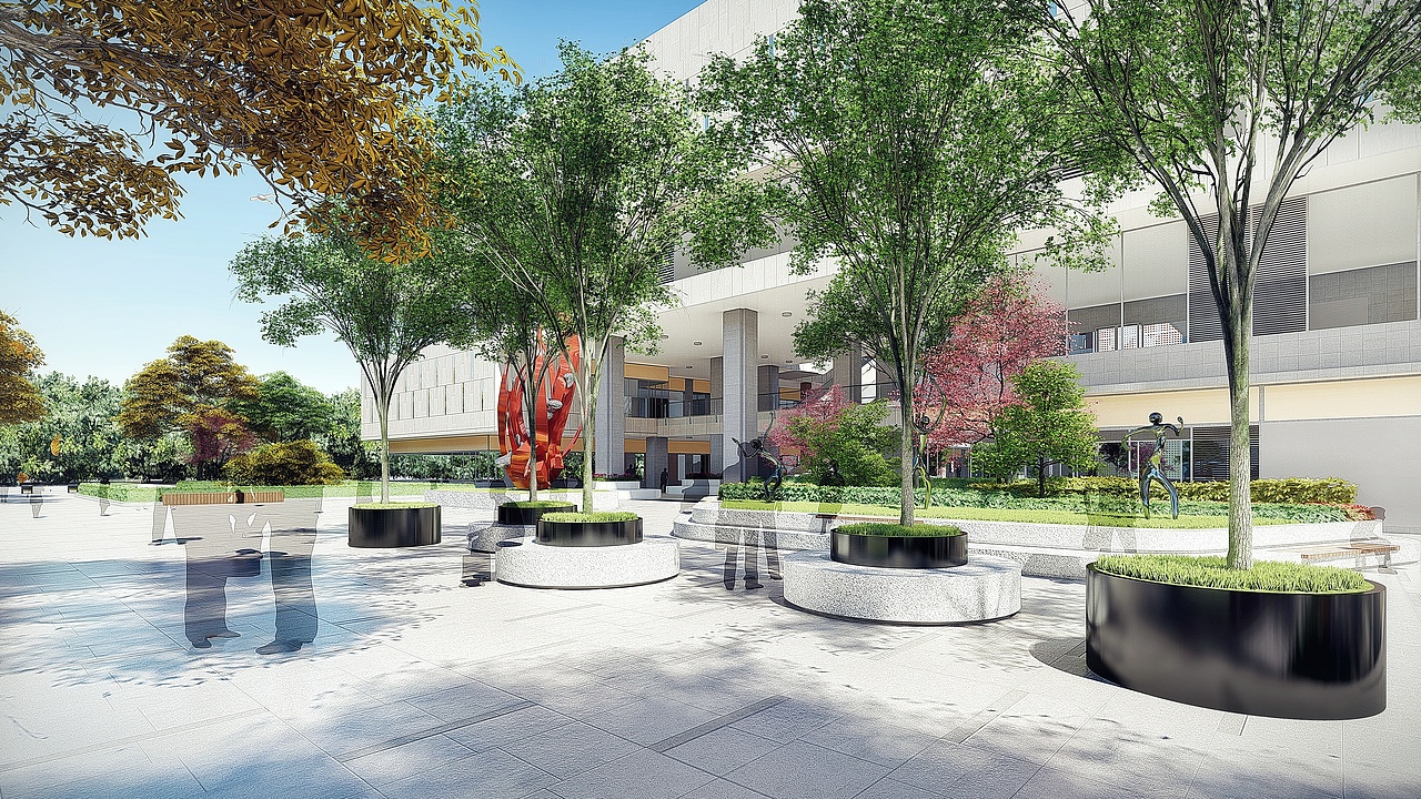 商业广场效果图lu8snapseed小清新