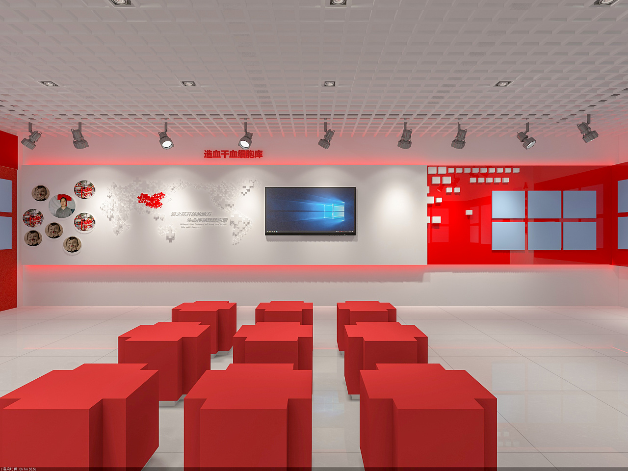 红十字会展厅|空间|展陈设计|有病的猫 - 原创作品 - 站酷 (zcool)