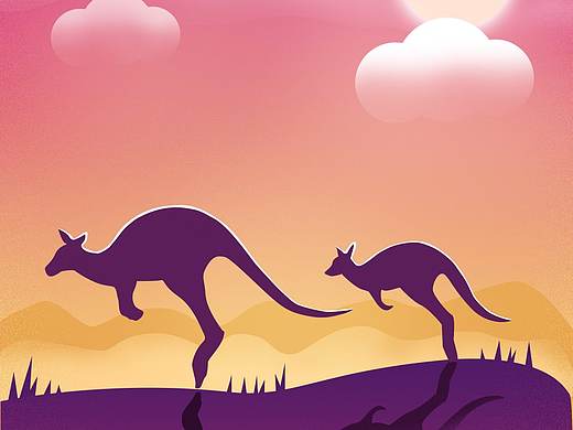 非洲袋鼠奔跑扁平插画（临摹练习）