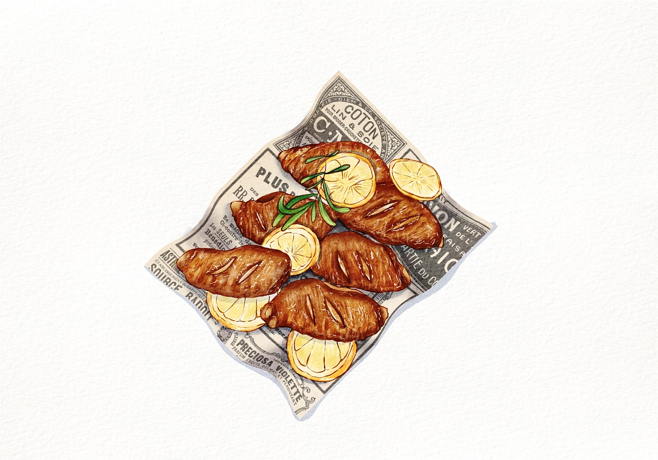 插画| 水彩风格美食小记