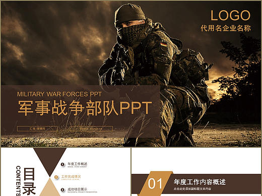 时尚大气军事战争部队人员培训报告工作总结PPT模板