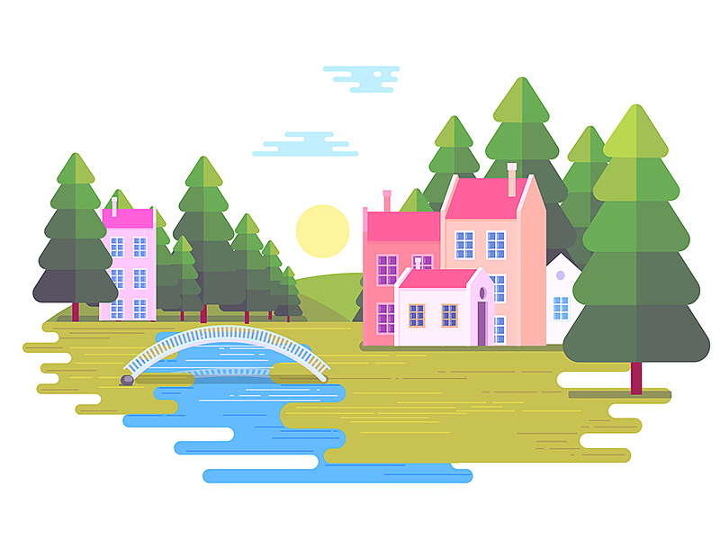 风景小插画（图ZMTA3Njc0NzQ4） - 艺术插画 - 站酷设计师Csong夜风铃原创素材 - 站酷ZCOOL