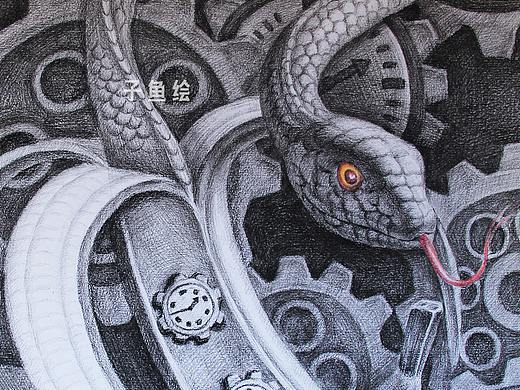 《创意素描——香蕉蛇》（个人主页-ZMzExODczNjQ=） - 艺术插画 - 站酷设计师子鱼绘原创素材 - 站酷ZCOOL