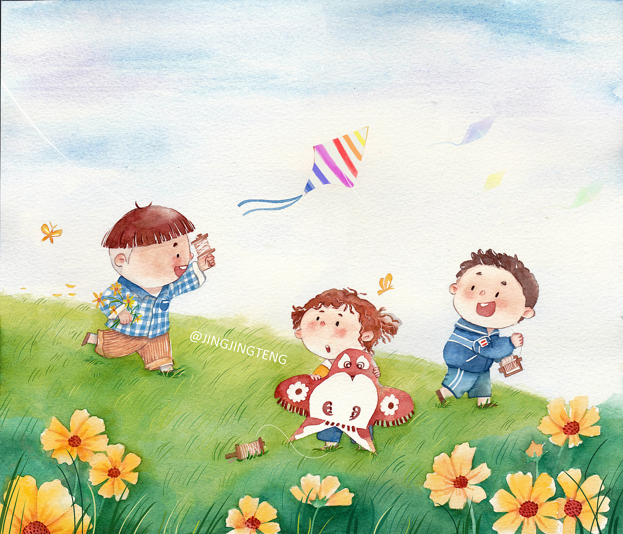 小孩們的四季謠（圖ZMTc0ODczNTYw） - 兒童插畫 - 站酷設計師菁菁藤原創(chuàng)素材 - 站酷ZCOOL