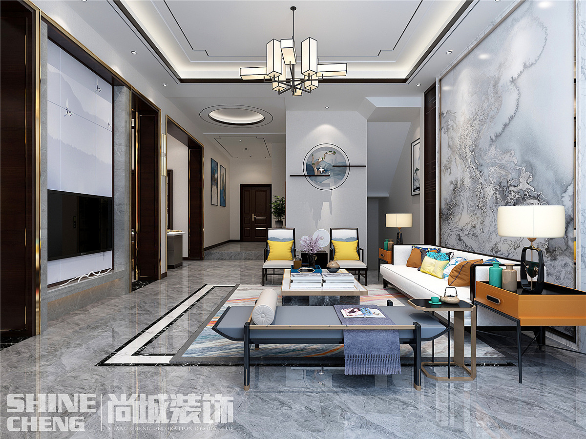 泰安西湖容郡小区320㎡新中式风格装修设计实景案例