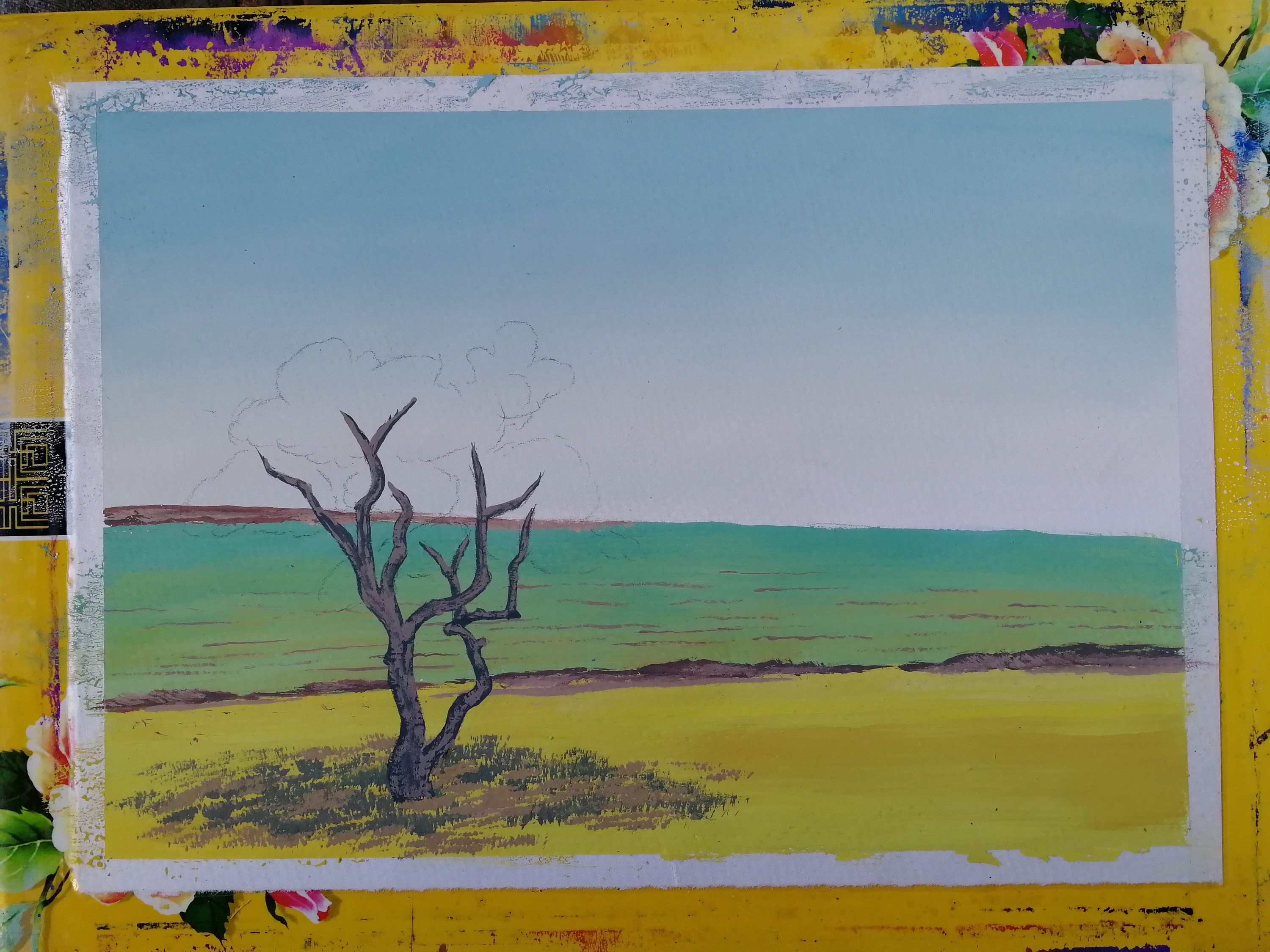 水粉风景画写生步骤