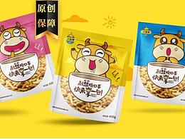 〓三百努炒米卡通插画包装设计│By_师兄设计