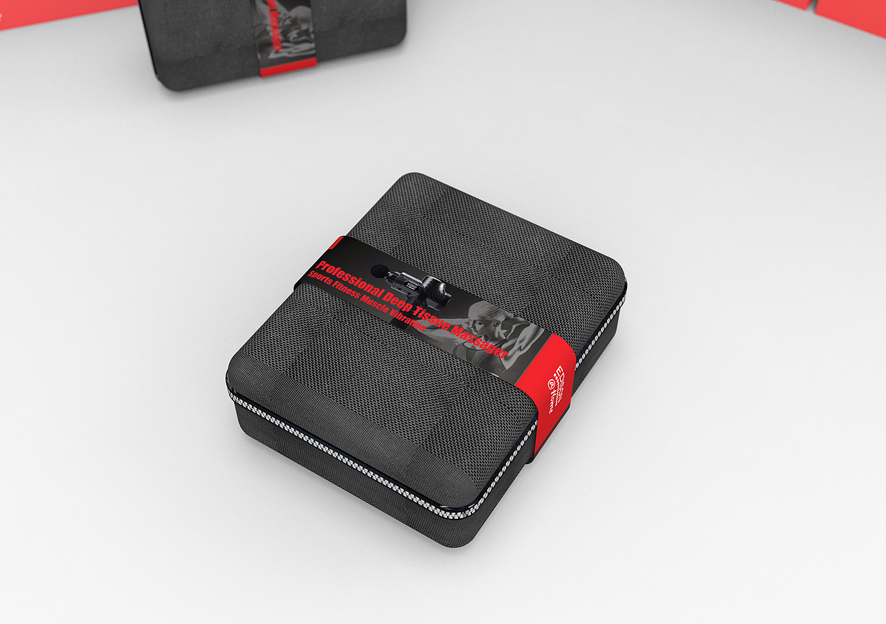 运动器材-筋膜枪包装设计(三维效果图)