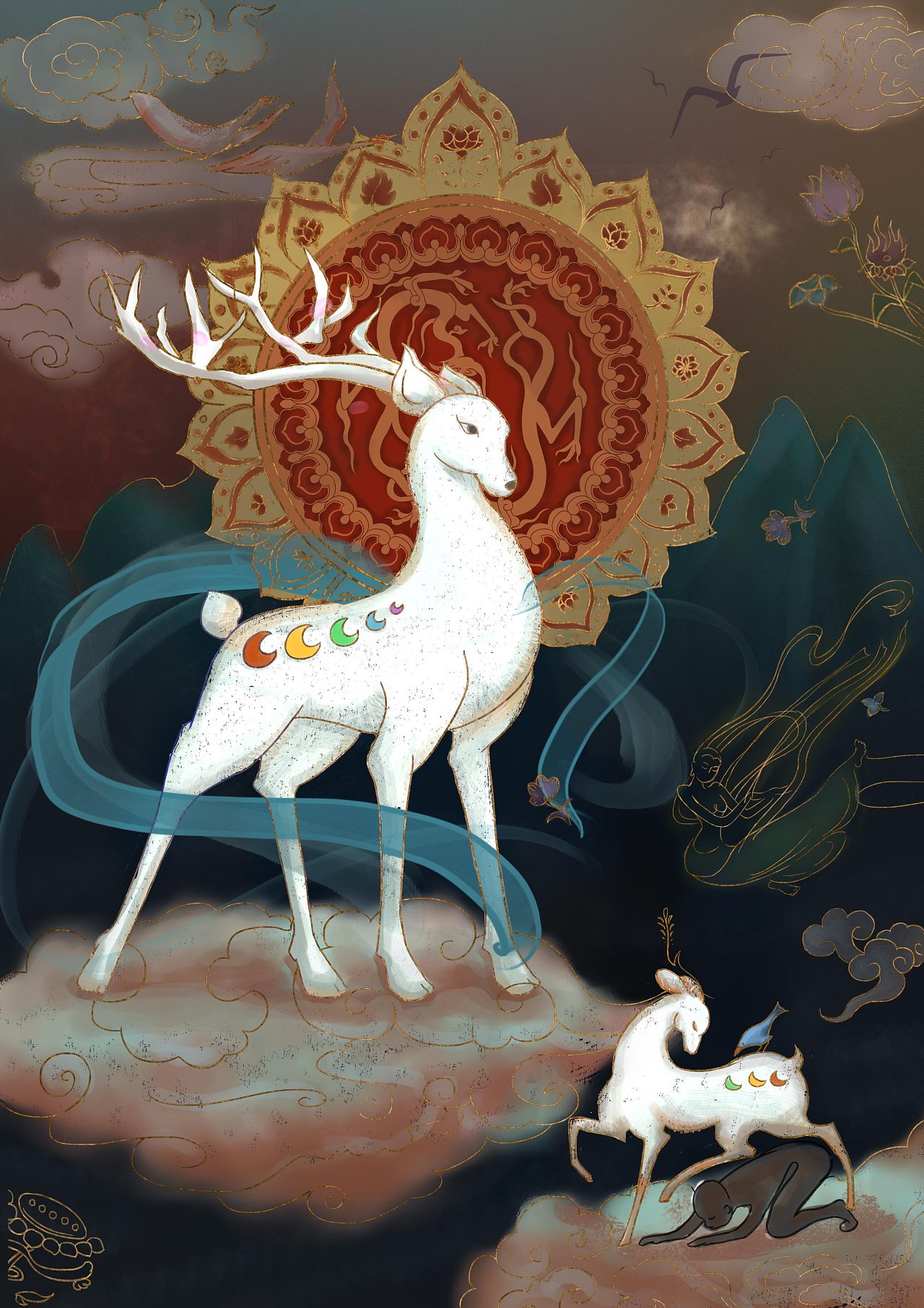 敦煌主题插画习作//敦煌一梦