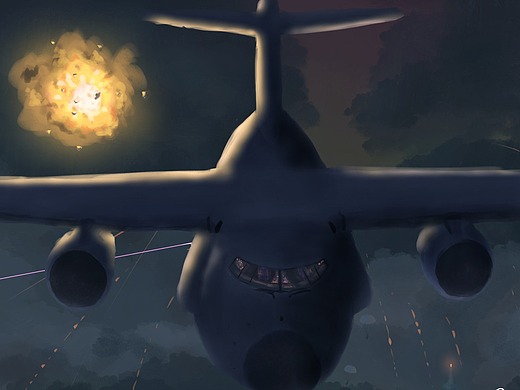 夜袭,中国人民解放军鲲鹏(运20)雷霆出击 - 数字概念绘画创作