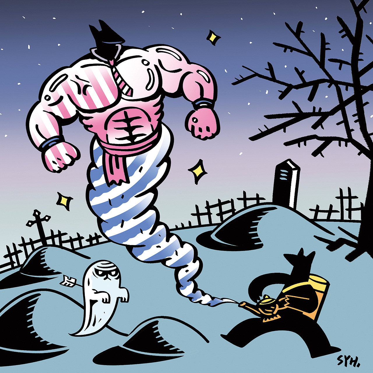 阿飘一族并不是鬼,它们只是喜欢在坟场里开派对.