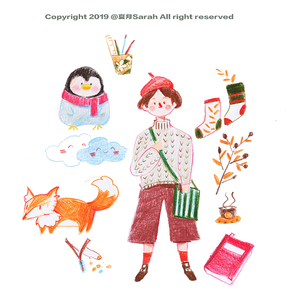 日常可爱彩铅简笔画（图ZMTUwMTA5Njg0） - 儿童插画 - 站酷设计师夏月sarah原创素材 - 站酷ZCOOL