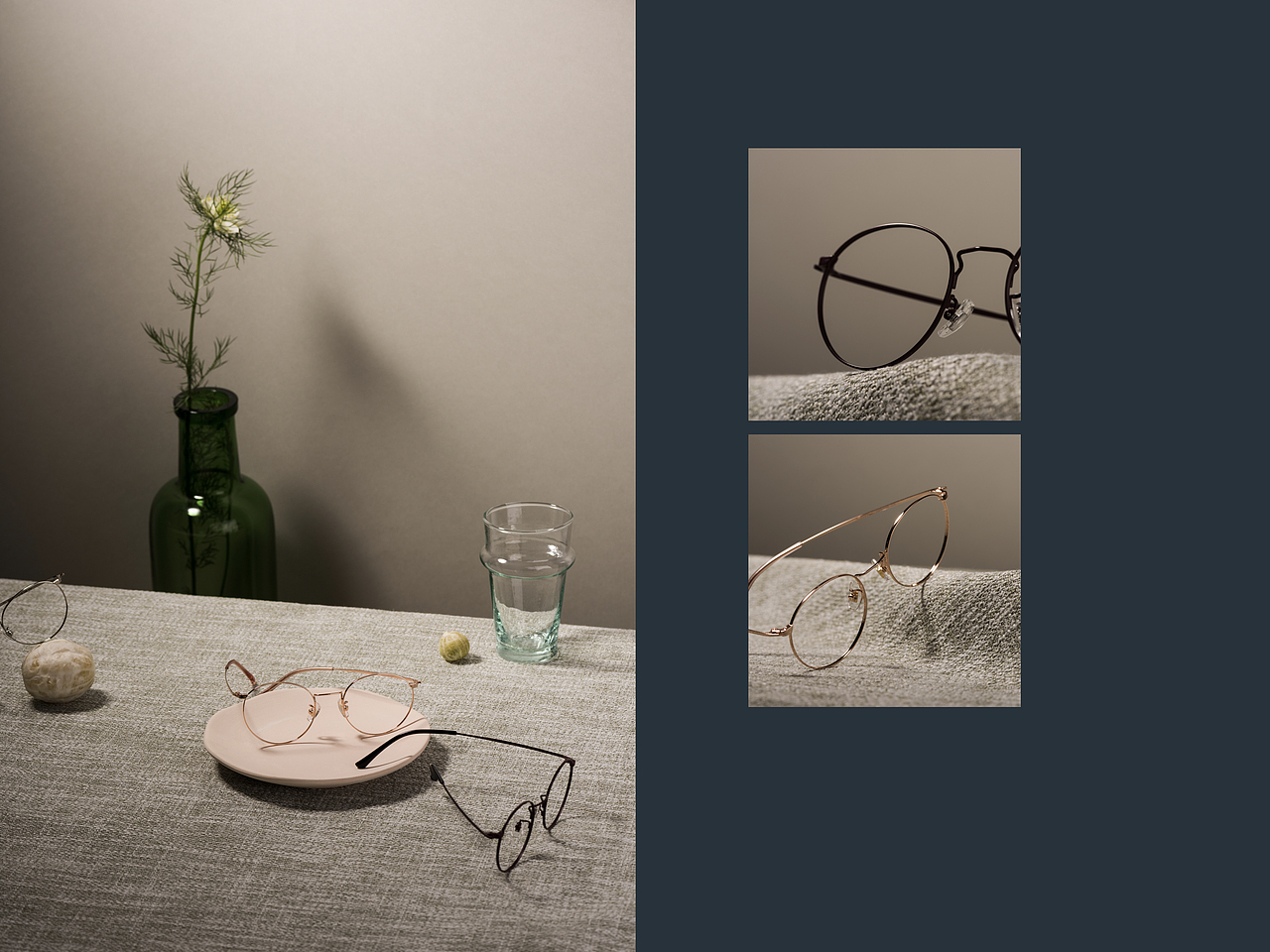 我从你的眼镜看出的色彩世界/黑金眼镜/平面产品摄影