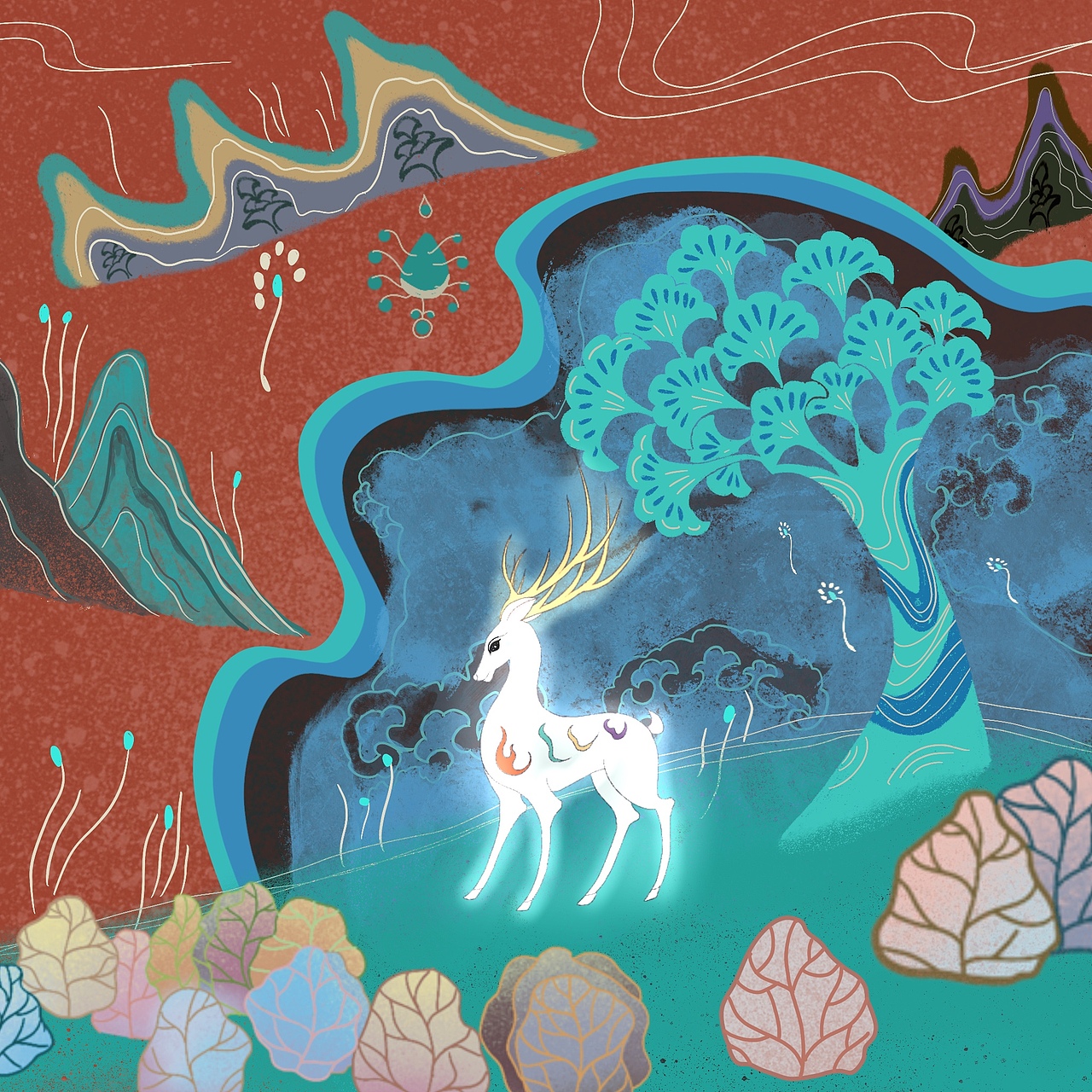 敦煌九色鹿（图ZMjQ4MjA3MzA4） - 商业插画 - 站酷设计师Z03327477原创素材 - 站酷ZCOOL