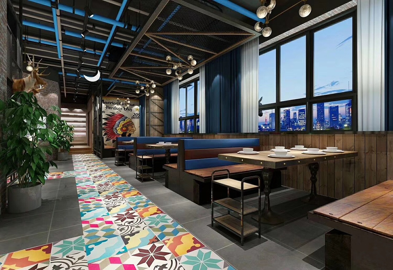 烧烤店装修设计|合肥烧烤店装修设计|烧烤店设计效果图（图ZMTU3OTMwNTM2） - 家装设计 - 站酷设计师驿轩18225832672原创素材 - 站酷ZCOOL