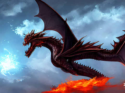 ai创作实验室#飞龙在天,冰火两重天,决斗,插画