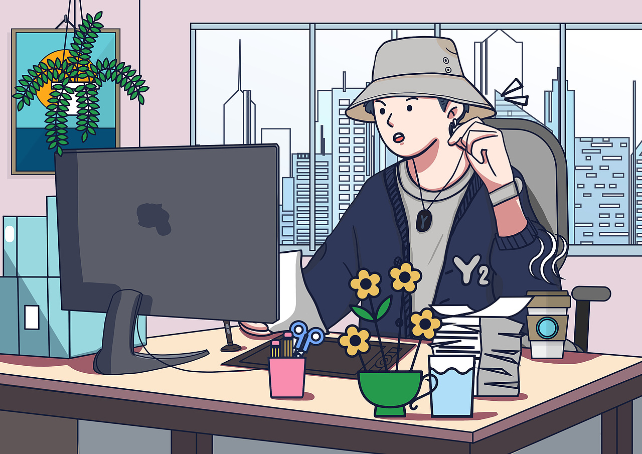 以纯Y2品牌合作的潮牛研究所插画