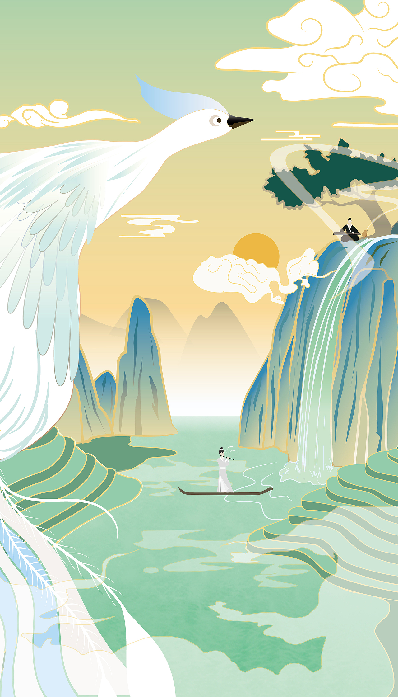 白雀山水（图ZMjE1MDE0MjEy） - 商业插画 - 站酷设计师不像插画原创素材 - 站酷ZCOOL