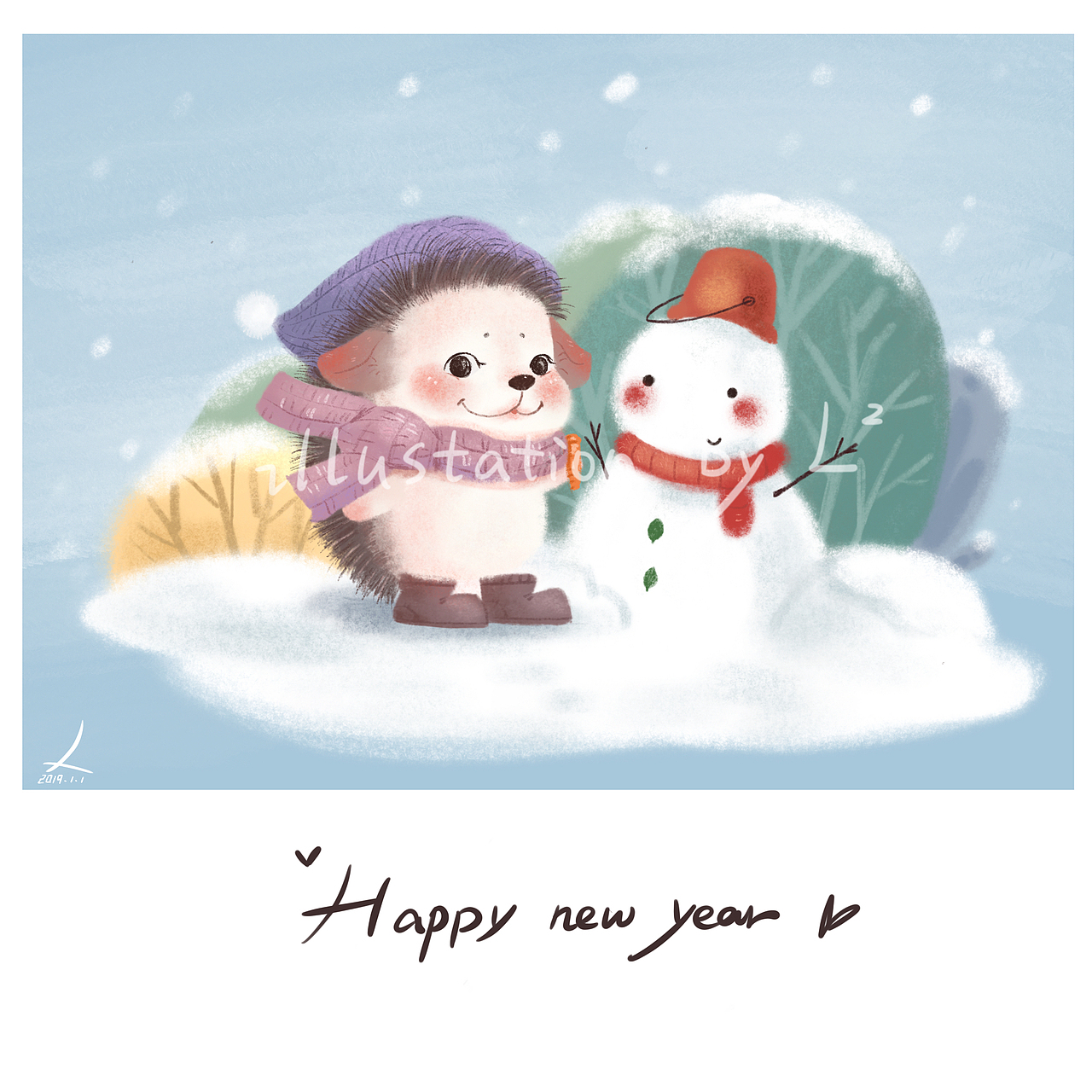 玩雪的小刺猬（图ZMTQwNjIzNDAw） - 儿童插画 - 站酷设计师L的二次小森林原创素材 - 站酷ZCOOL