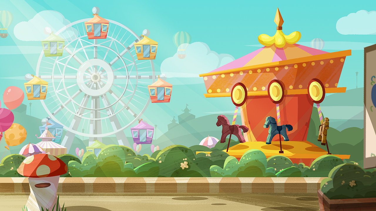 游乐园场景插画