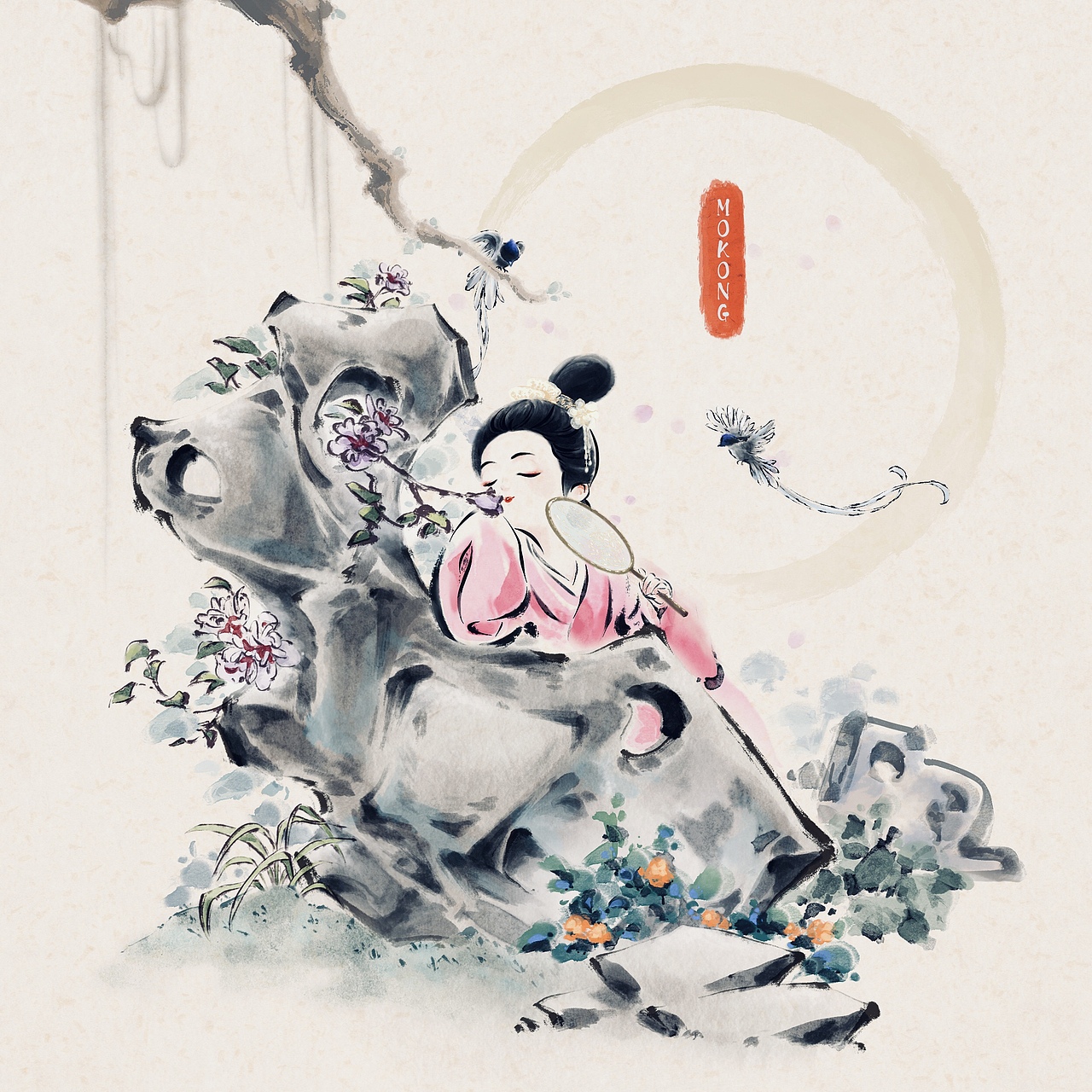 古风水墨小仕女