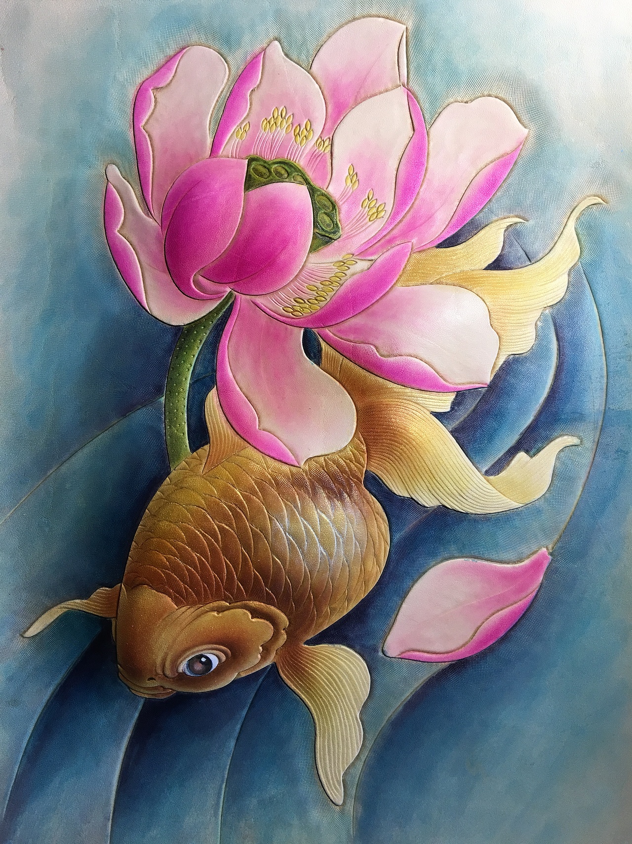 皮雕画—美丽的金鱼（图ZMTQxMzM1OTc2） - 工艺品设计 - 站酷设计师斑寅原创素材 - 站酷ZCOOL