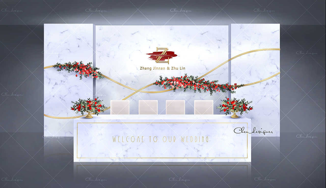 婚礼手绘（图ZMTA5Mjk3NzYw） - 舞台美术 - 站酷设计师穆夕原创素材 - 站酷ZCOOL