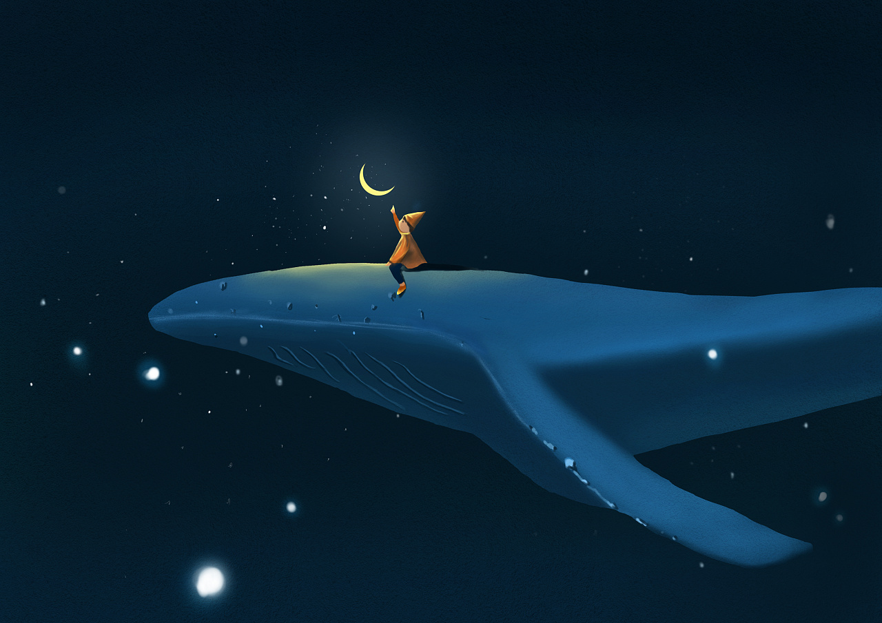 骑在海豚上的女孩临摹