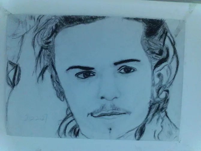 他那深邃的眼神,最打动我,画于2012-2-27