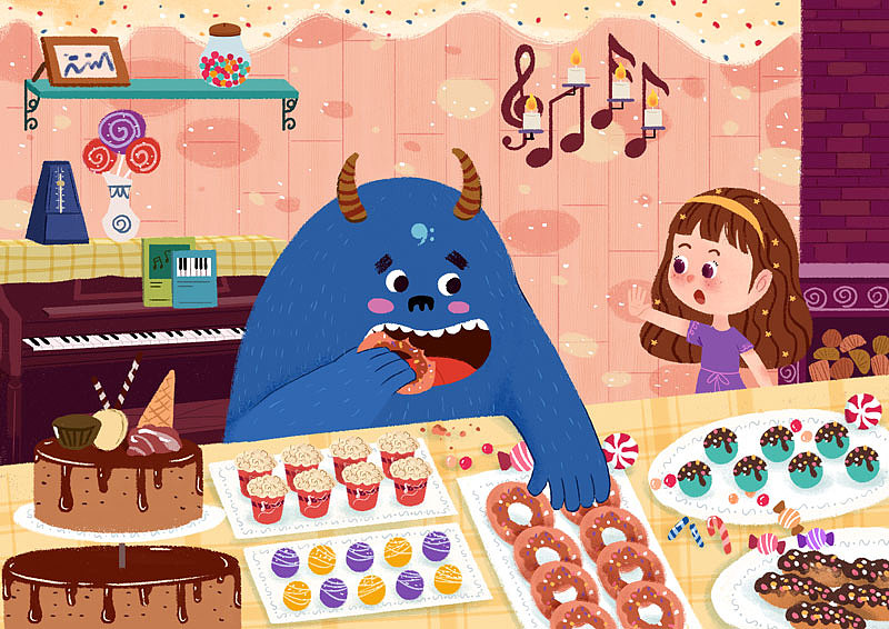 钢琴糖果屋（图ZMjU3MTAxNzY0） - 儿童插画 - 站酷设计师sasa五小桃原创素材 - 站酷ZCOOL