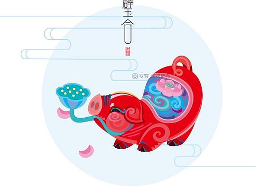 猪年形象设计 猪年生肖传统中国风 插画设计 2019年