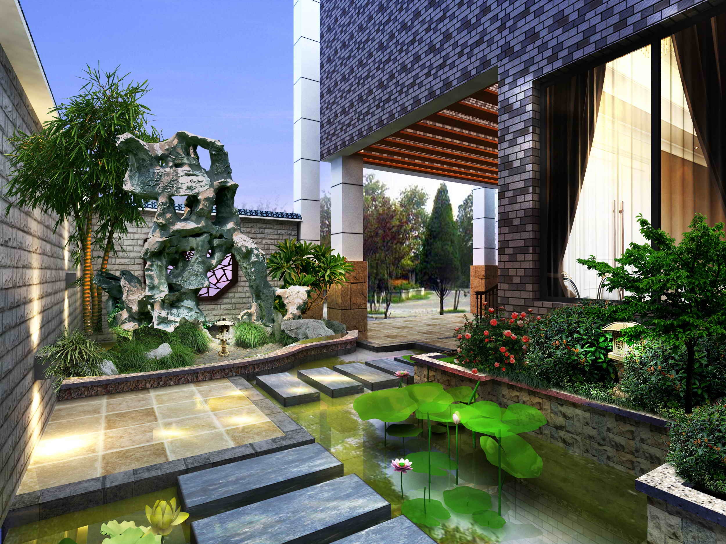别墅庭院1|空间|景观设计|小麦洋子 - 原创作品 - 站酷 (ZCOOL)