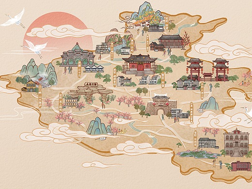 君临民宿卡活动/民宿手绘地图