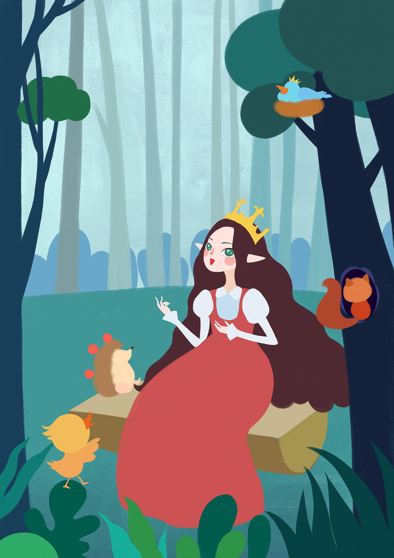 插画海报森林公主