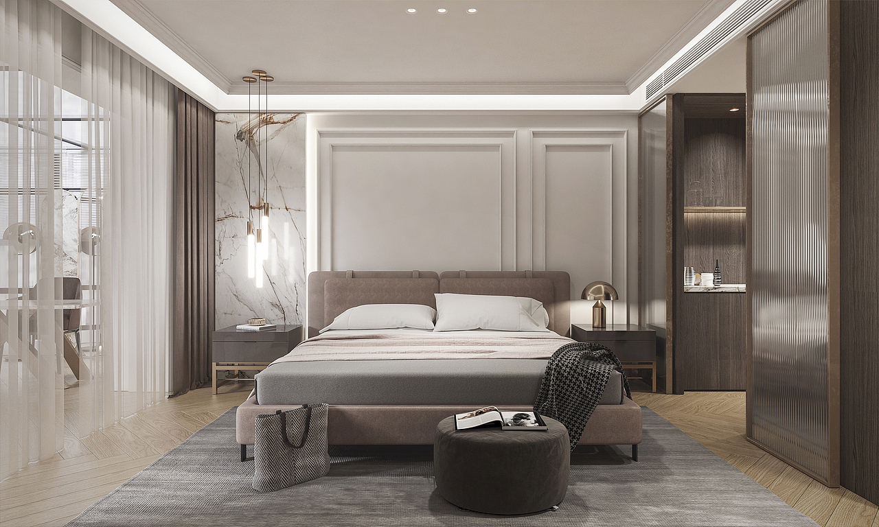 法式温暖明亮的暖色系作为主调,一种宁静而温馨的感觉