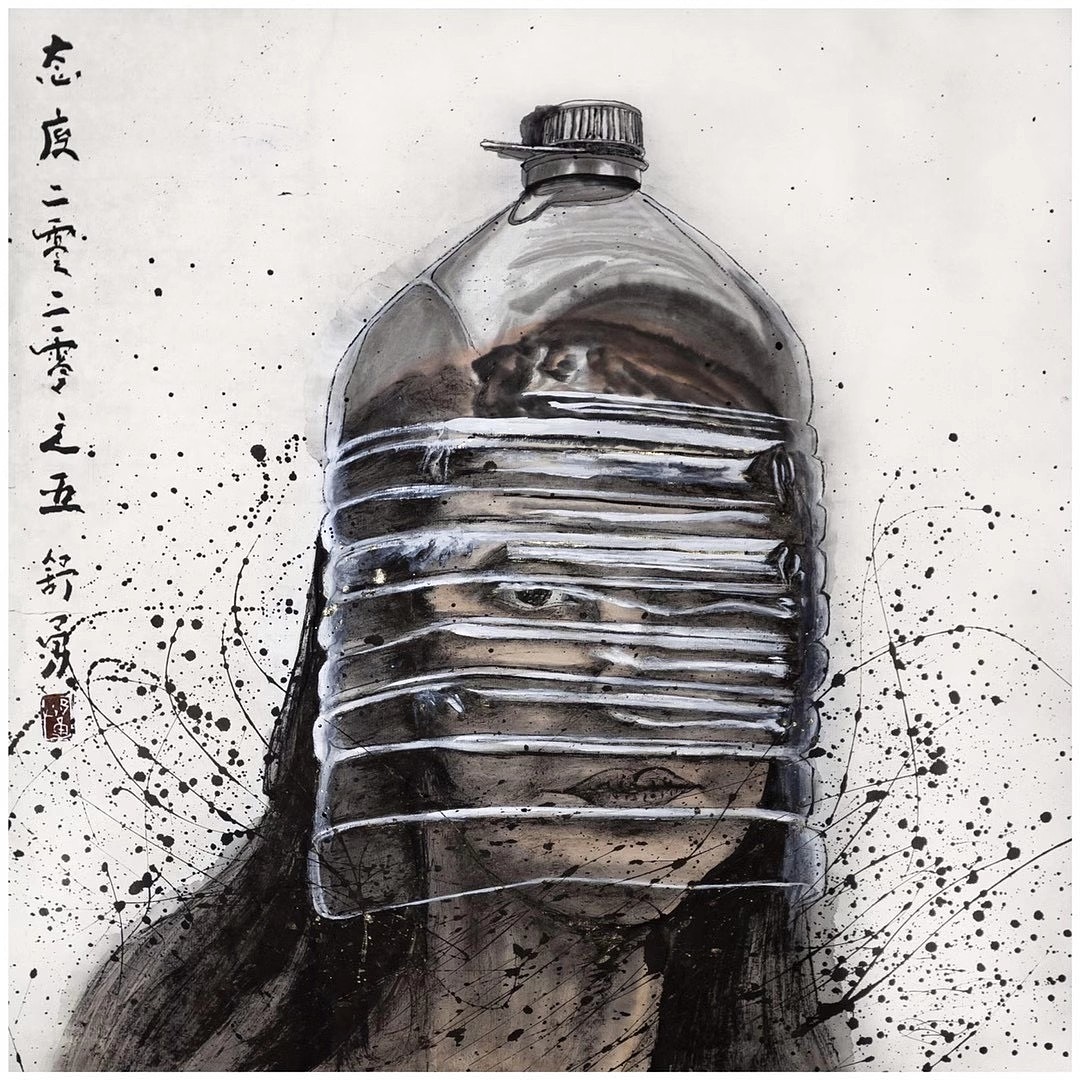 《每日一画致敬战疫英雄》系列作品《态度2020-5》（图ZMjE5MjgxMDI4） - 绘画 - 站酷设计师舒勇艺术原创素材 - 站酷ZCOOL