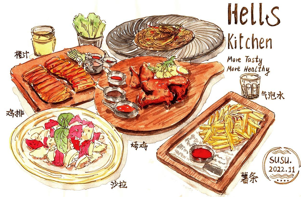 【水彩】美食手帐|钢笔淡彩记录美食（图ZMzIyMTI2MzQ4） - 艺术插画 - 站酷设计师苏苏的速写日记原创素材 - 站酷ZCOOL