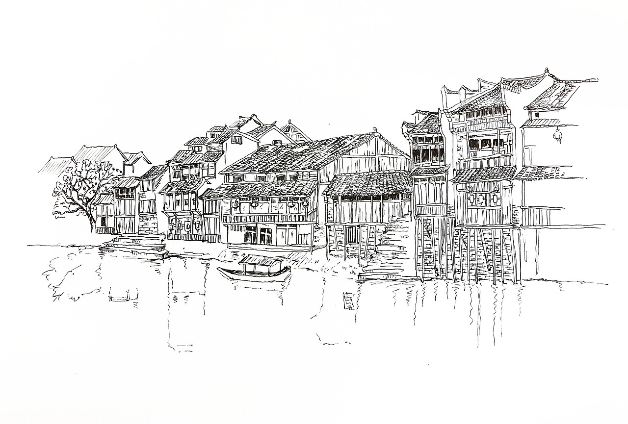 凤凰古镇速写小稿