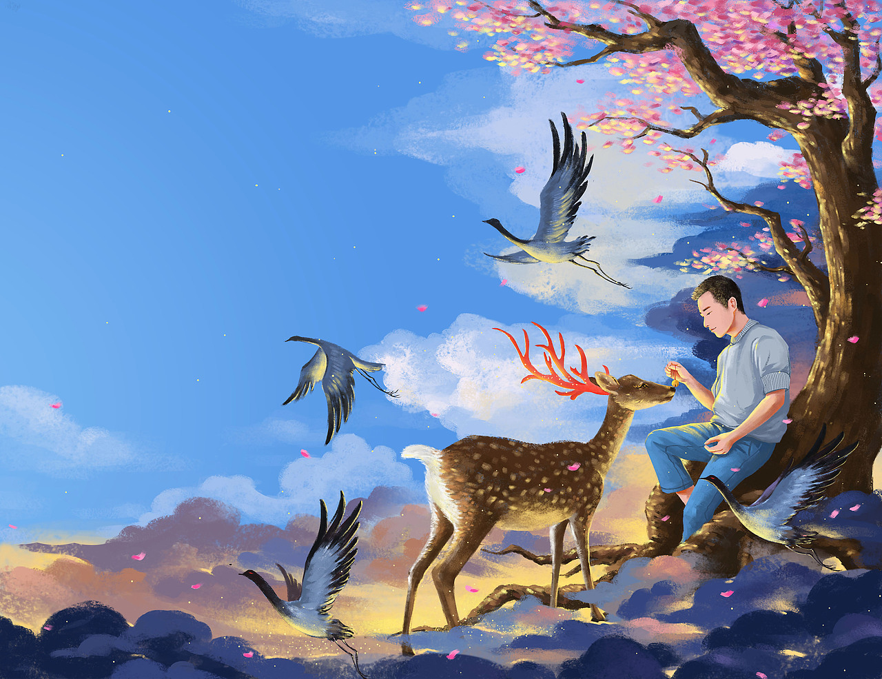 走进梦里的鹿（图ZMTAzOTEzMTcy） - 艺术插画 - 站酷设计师大猩猩叔叔Ray原创素材 - 站酷ZCOOL