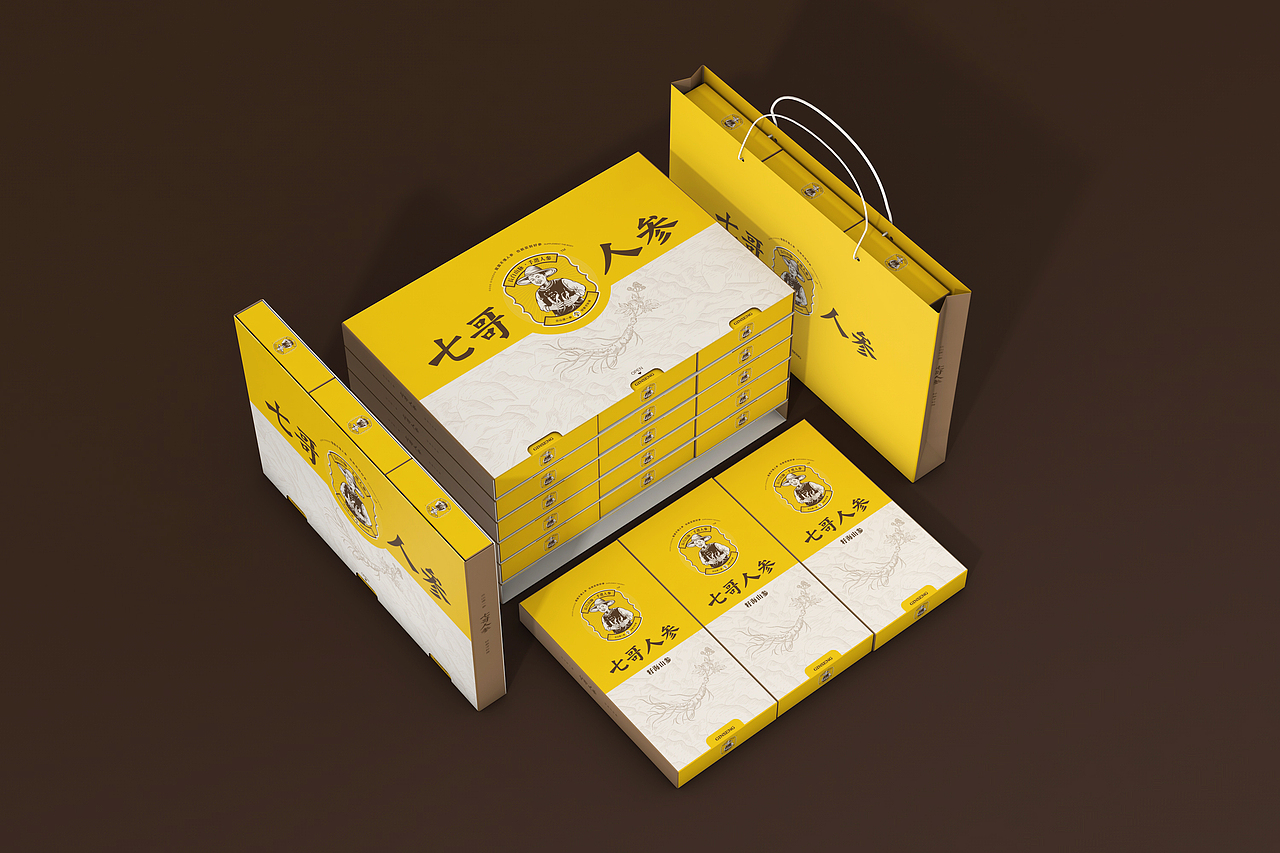 七哥人参-众山逐一参（LOGO//品牌/定位/包装）（图ZMTM2MDI0MjUy） - 品牌 - 站酷设计师林翔设计原创素材 - 站酷ZCOOL