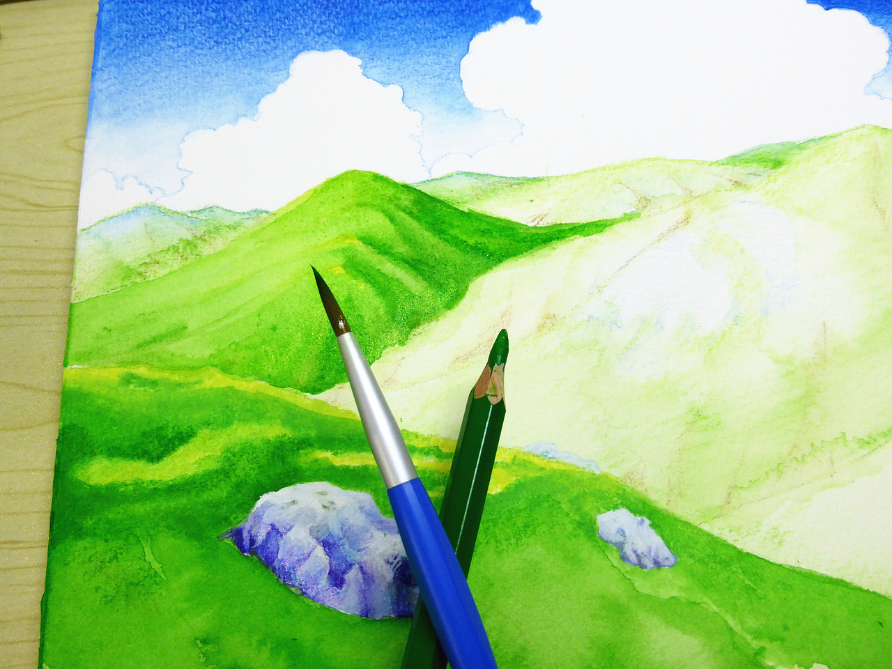 【水溶色铅笔——山脉】（图ZMTAzMDI4NDAw） - 绘画 - 站酷设计师榊雪兔原创素材 - 站酷ZCOOL