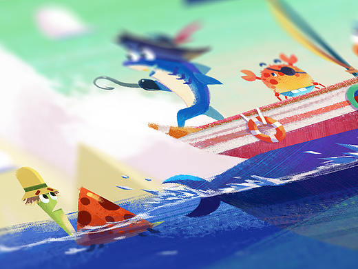 鯊魚船長(zhǎng)尋寶記（個(gè)人主頁(yè)-ZNTU5MjEzODg=） - 兒童插畫 - 站酷設(shè)計(jì)師久久爸原創(chuàng)素材 - 站酷ZCOOL